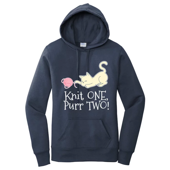 Knit One Purr Two Cat Lover Yarn Crocheting Gift Women's Pullover Hoodie