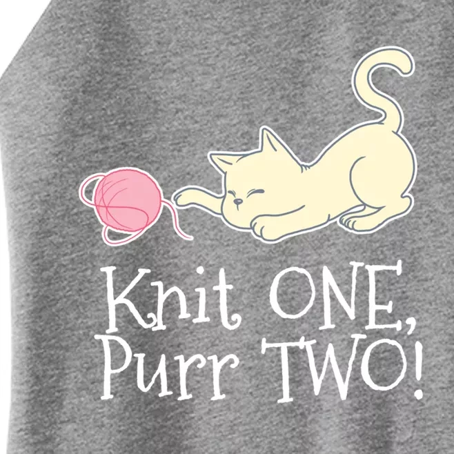 Knit One Purr Two Cat Lover Yarn Crocheting Gift Women’s Perfect Tri Rocker Tank