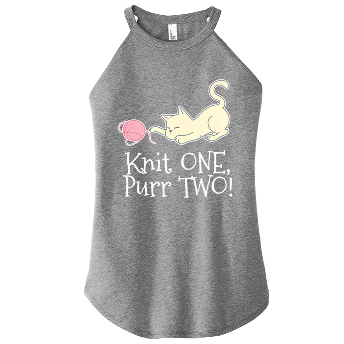 Knit One Purr Two Cat Lover Yarn Crocheting Gift Women’s Perfect Tri Rocker Tank