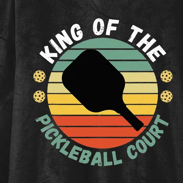 King Of Pickleball Court Funny Player Paddle Hooded Wearable Blanket