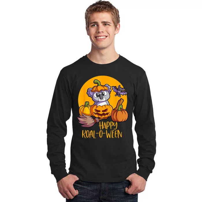 Koala On Pumpkin Witch Hat Pumpkin Face Halloween Koala Tall Long Sleeve T-Shirt