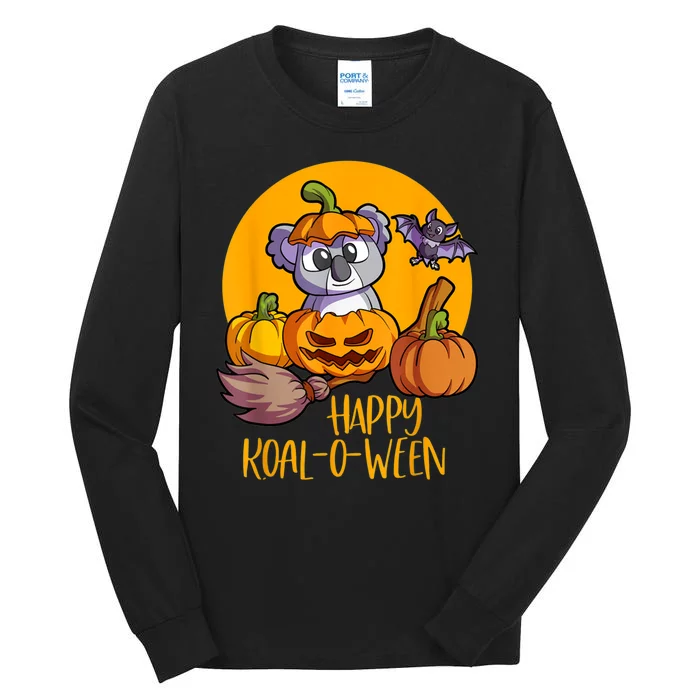 Koala On Pumpkin Witch Hat Pumpkin Face Halloween Koala Tall Long Sleeve T-Shirt