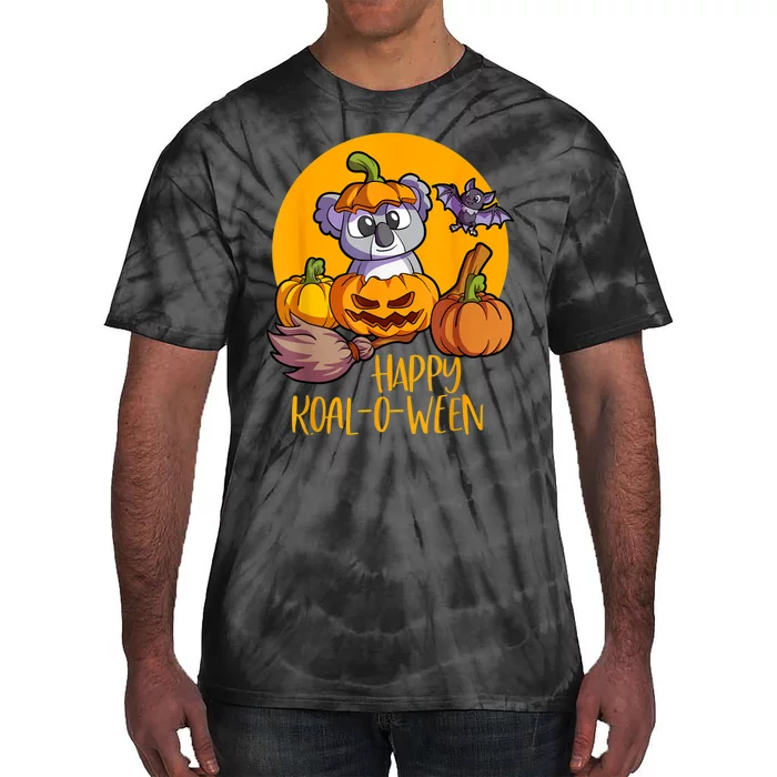 Koala On Pumpkin Witch Hat Pumpkin Face Halloween Koala Tie-Dye T-Shirt