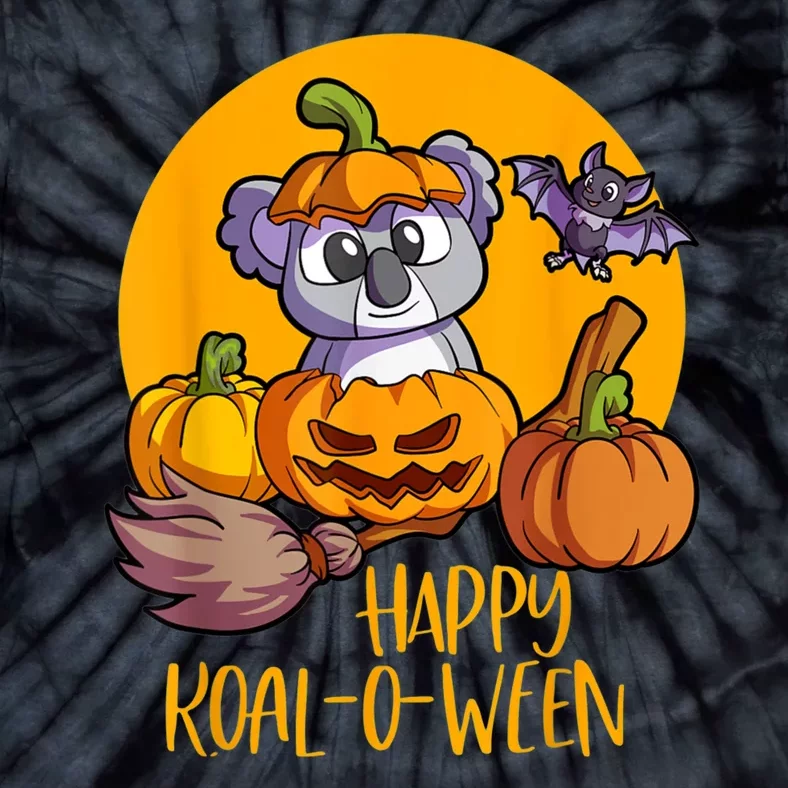 Koala On Pumpkin Witch Hat Pumpkin Face Halloween Koala Tie-Dye T-Shirt