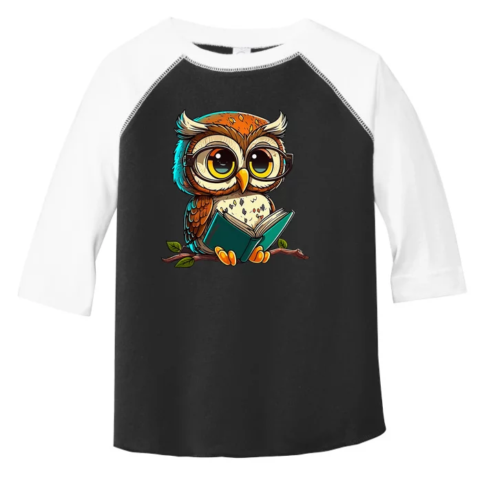 Kawaii Owl Reads Book Reading Bookworm Library Book Toddler Fine Jersey T-Shirt