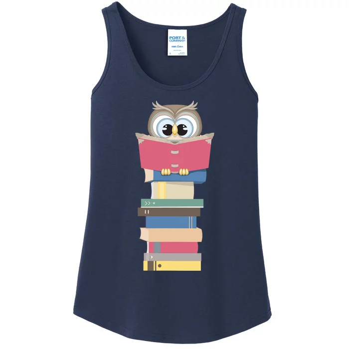 Kawaii Owl Reads Book Reading Bookworm Library Book Lover Ladies Essential Tank