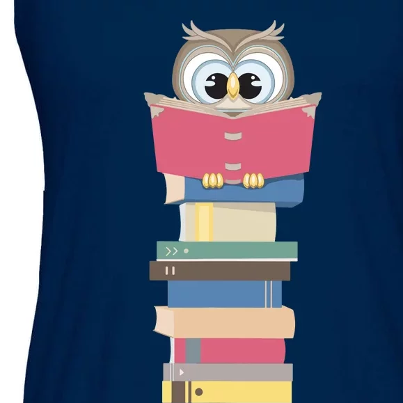 Kawaii Owl Reads Book Reading Bookworm Library Book Lover Ladies Essential Flowy Tank