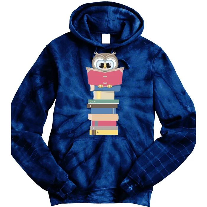 Kawaii Owl Reads Book Reading Bookworm Library Book Lover Tie Dye Hoodie