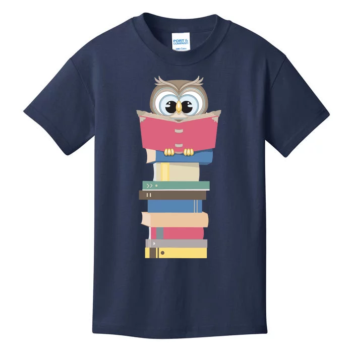 Kawaii Owl Reads Book Reading Bookworm Library Book Lover Kids T-Shirt