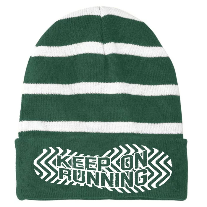 Keep On Running Striped Beanie with Solid Band