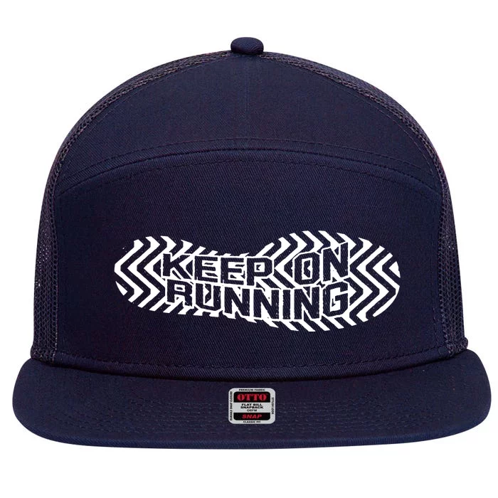 Keep On Running 7 Panel Mesh Trucker Snapback Hat