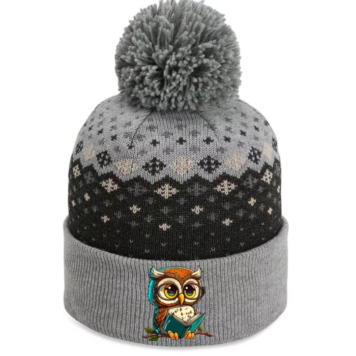 Kawaii Owl Reads Book Reading Bookworm Library Book The Baniff Cuffed Pom Beanie