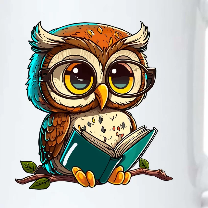 Kawaii Owl Reads Book Reading Bookworm Library Book Black Color Changing Mug