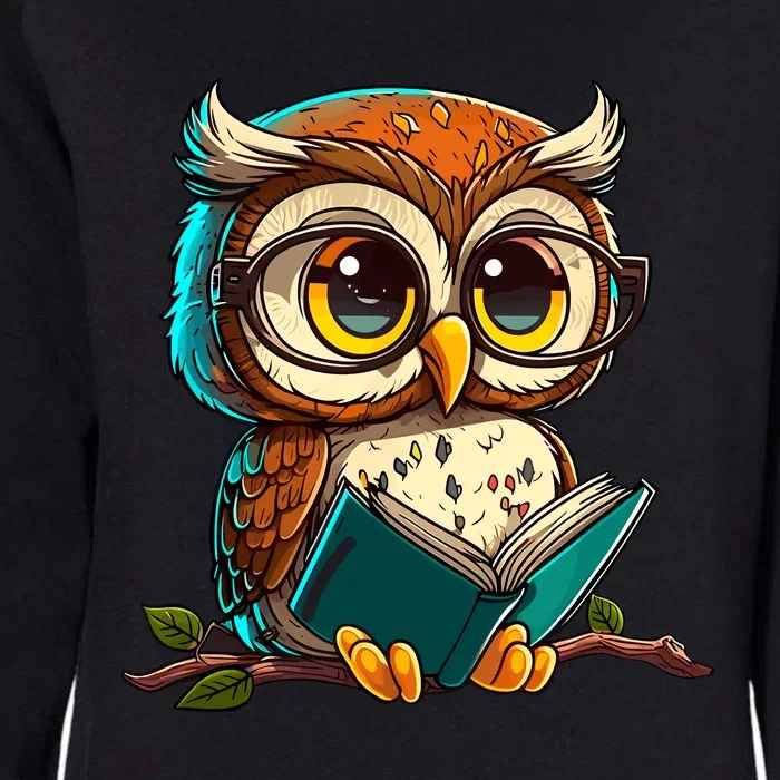 Kawaii Owl Reads Book Reading Bookworm Library Book Womens California Wash Sweatshirt