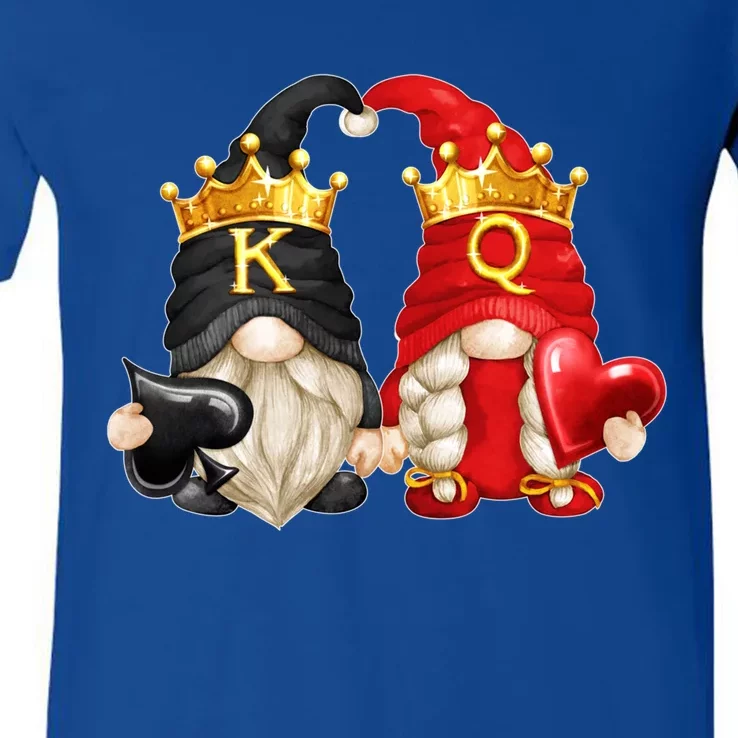 King Of Spades And Queen Of Hearts Valentines Day Gnomes Meaningful Gift V-Neck T-Shirt