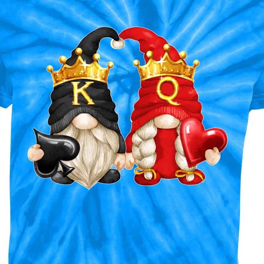 King Of Spades And Queen Of Hearts Valentines Day Gnomes Meaningful Gift Kids Tie-Dye T-Shirt