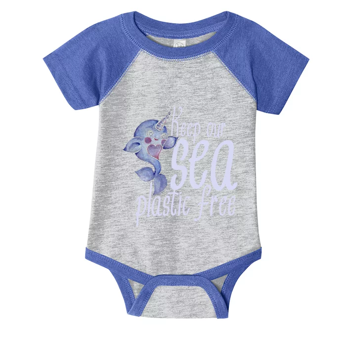 Keep Our Sea Plastic Free Cute Purple Narwhal Funny Gift Infant Baby Jersey Bodysuit