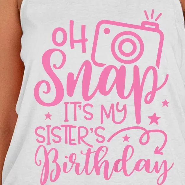 Kids Oh Snaps Its My Sisters Birthday Cute Birthday Sister Baby Women's Knotted Racerback Tank