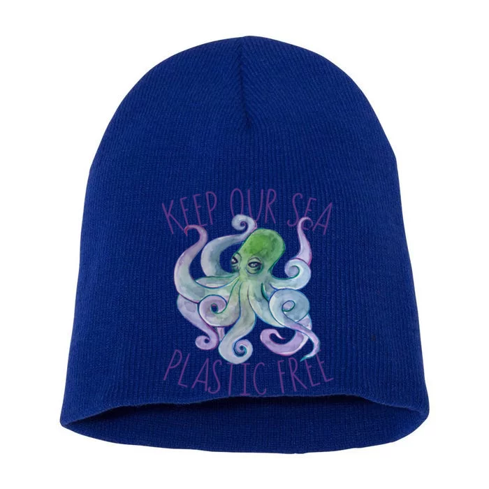 Keep Our Sea Plastic Free Earth Day Funny Gift Short Acrylic Beanie