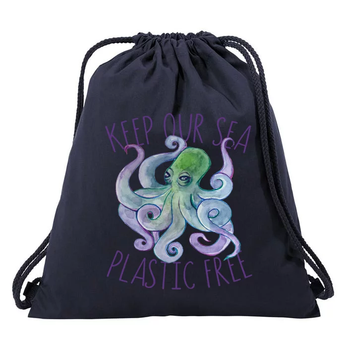 Keep Our Sea Plastic Free Earth Day Funny Gift Drawstring Bag