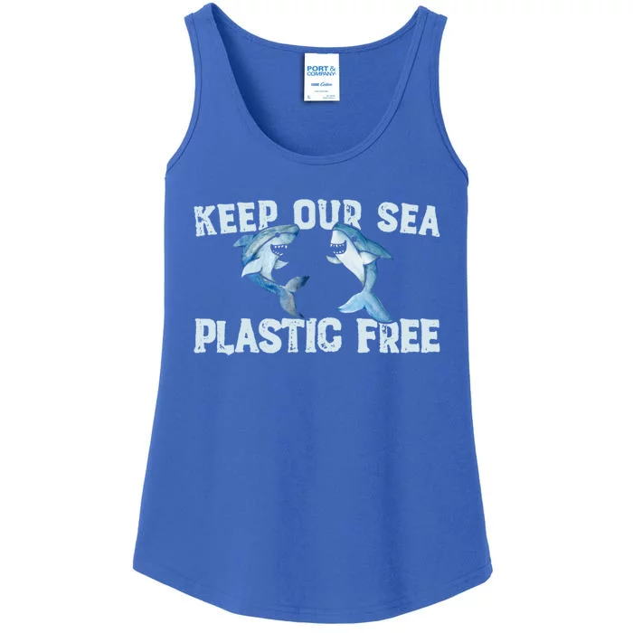 Keep Our Sea Plastic Free Fun Shark Gift Ladies Essential Tank