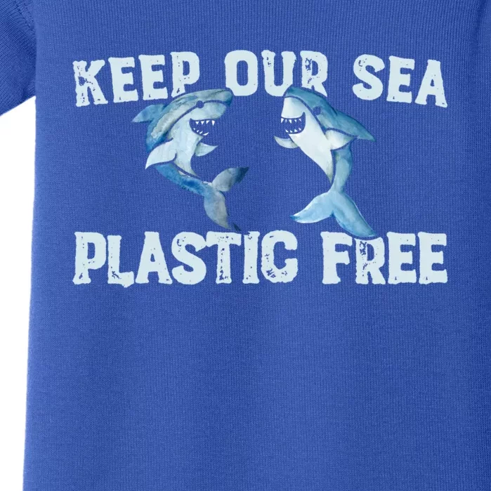 Keep Our Sea Plastic Free Fun Shark Gift Baby Bodysuit