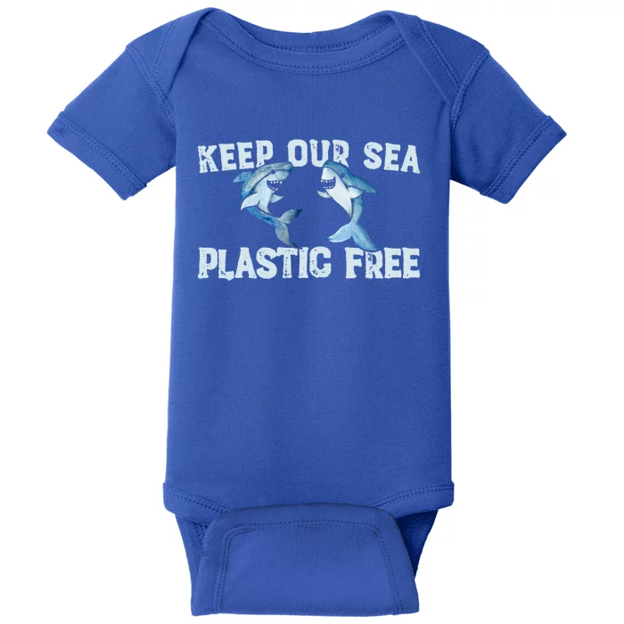 Keep Our Sea Plastic Free Fun Shark Gift Baby Bodysuit