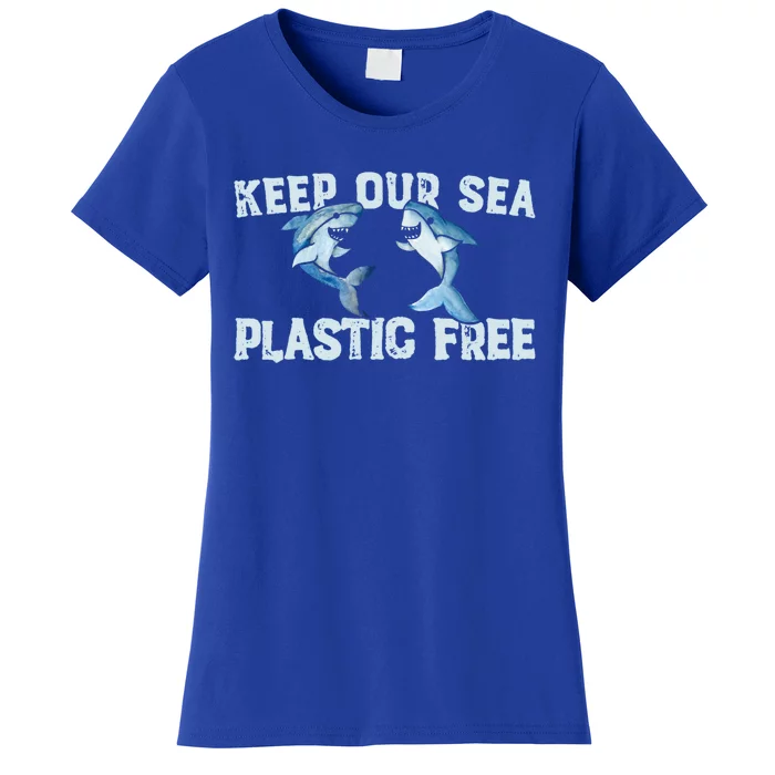 Keep Our Sea Plastic Free Fun Shark Gift Women's T-Shirt