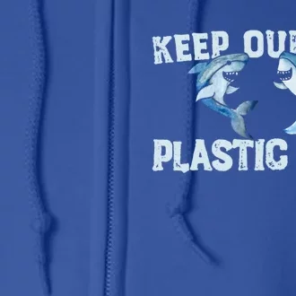 Keep Our Sea Plastic Free Fun Shark Gift Full Zip Hoodie