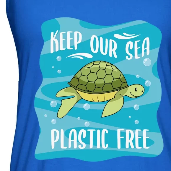 Keep Our Sea Plastic Free Ocean Sea Turtle Great Gift Ladies Essential Flowy Tank