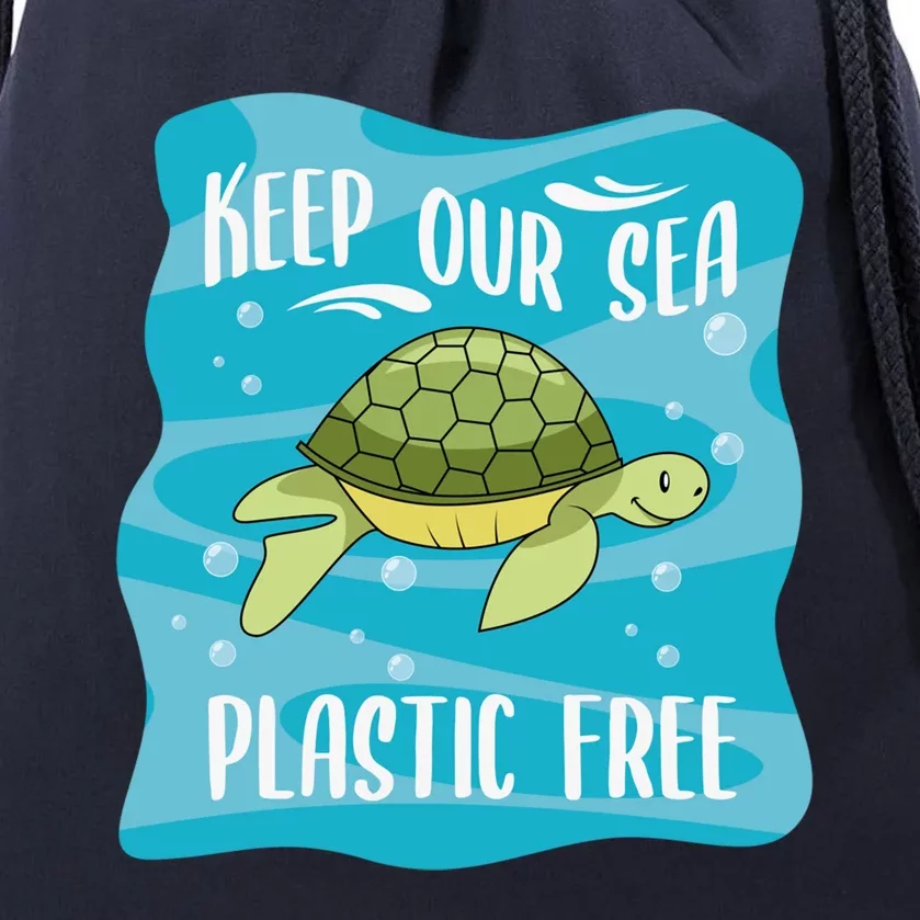 Keep Our Sea Plastic Free Ocean Sea Turtle Great Gift Drawstring Bag