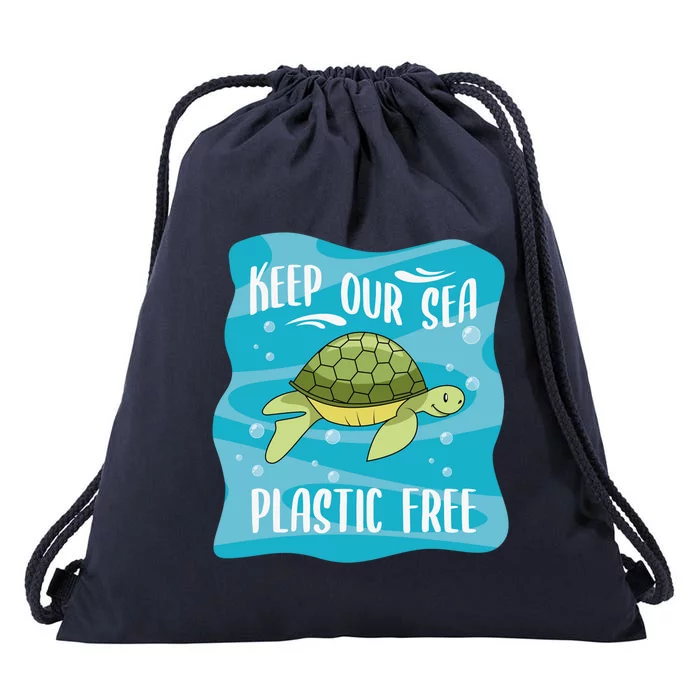 Keep Our Sea Plastic Free Ocean Sea Turtle Great Gift Drawstring Bag