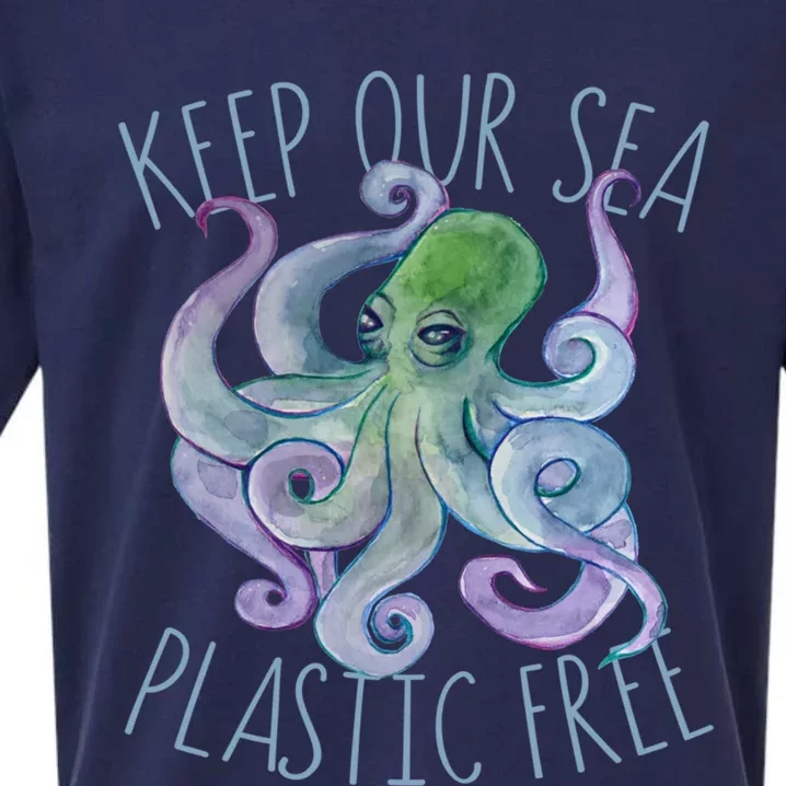 Keep Our Sea Plastic Free Octopus Cool Gift Sueded Cloud Jersey T-Shirt