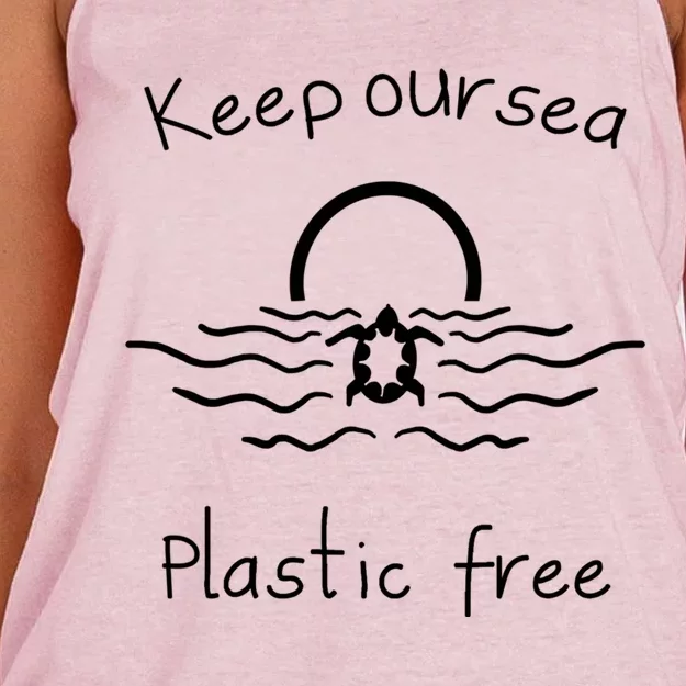 Keep Our Sea Plastic Free Save The Ocean Meaningful Gift Women's Knotted Racerback Tank