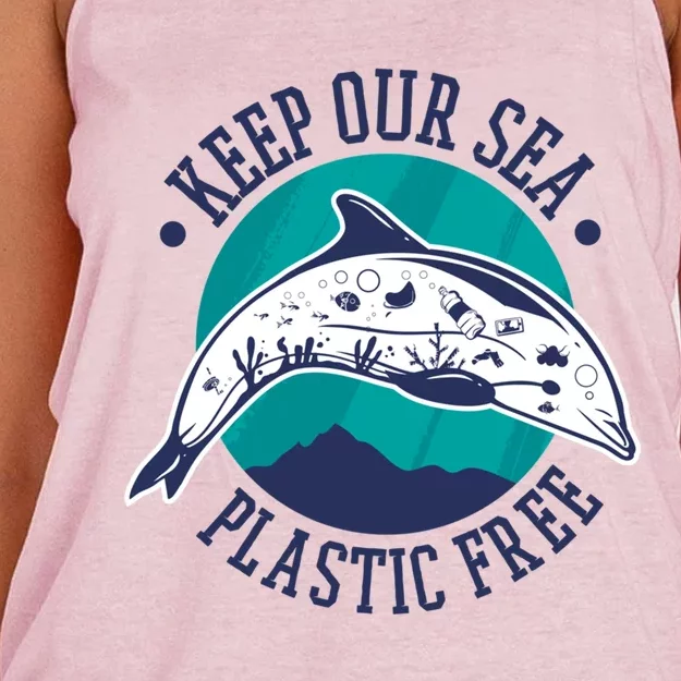 Keep Our Sea Plastic Free Gift Women's Knotted Racerback Tank