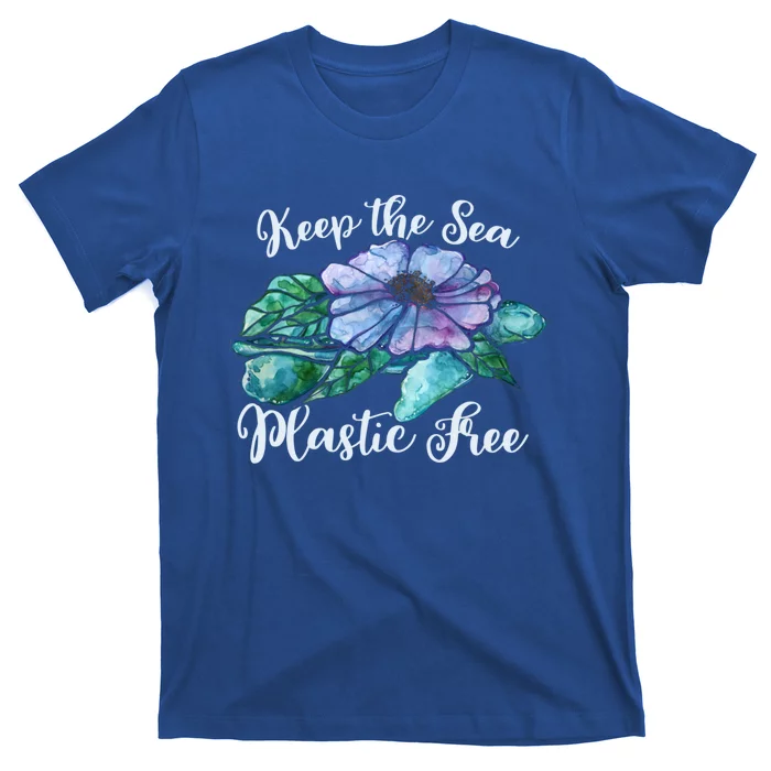 Keep Our Sea Plastic Free Watercolor Sea Turtle Gift T-Shirt