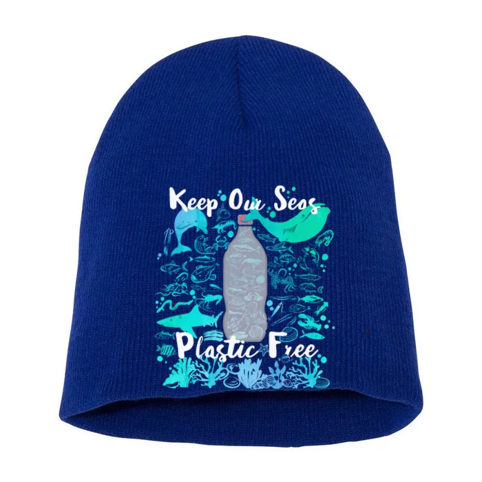 Keep Our Seas Plastic Free Environt Climate Sustainable Gift Short Acrylic Beanie