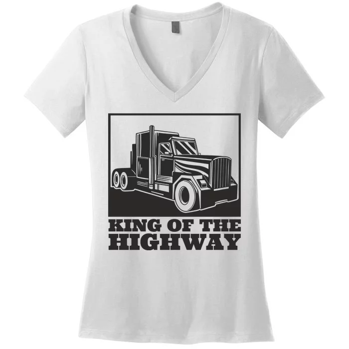 King Of The Highway Trucker Women's V-Neck T-Shirt