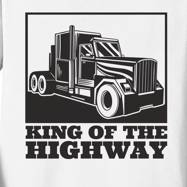 King Of The Highway Trucker Kids Long Sleeve Shirt