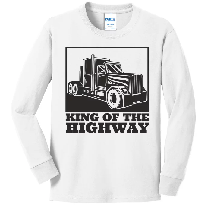 King Of The Highway Trucker Kids Long Sleeve Shirt