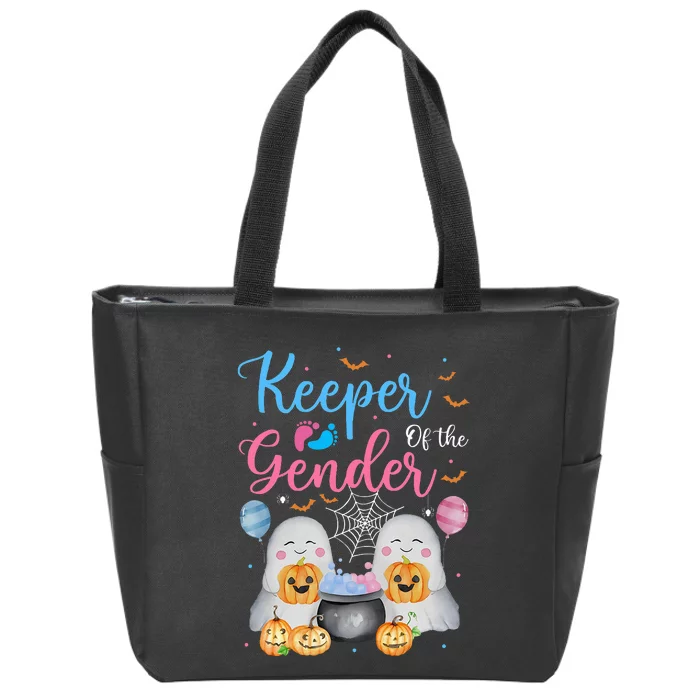 Keeper Of The Gender Halloween Ghost Baby Shower Zip Tote Bag