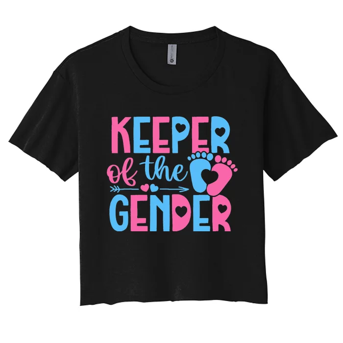 Keeper Of The Gender Gender Reveal Party Baby Shower Women's Crop Top Tee