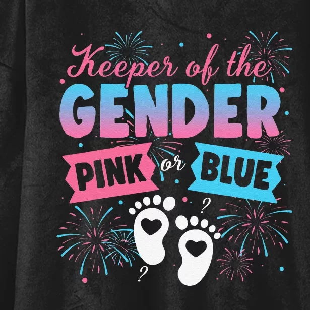 Keeper Of The Gender Or Blue Gender Reveal Fireworks Hooded Wearable Blanket