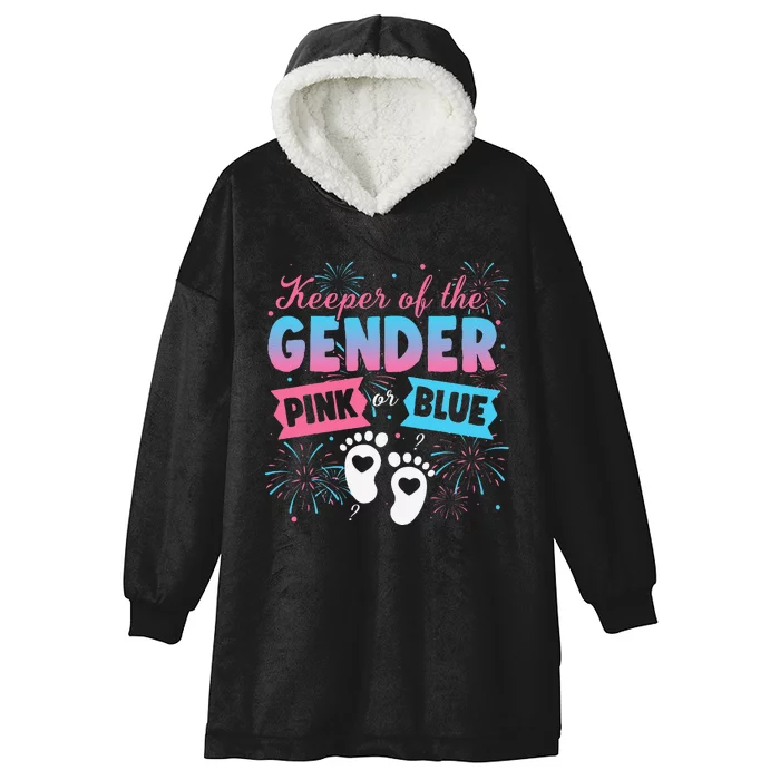 Keeper Of The Gender Or Blue Gender Reveal Fireworks Hooded Wearable Blanket