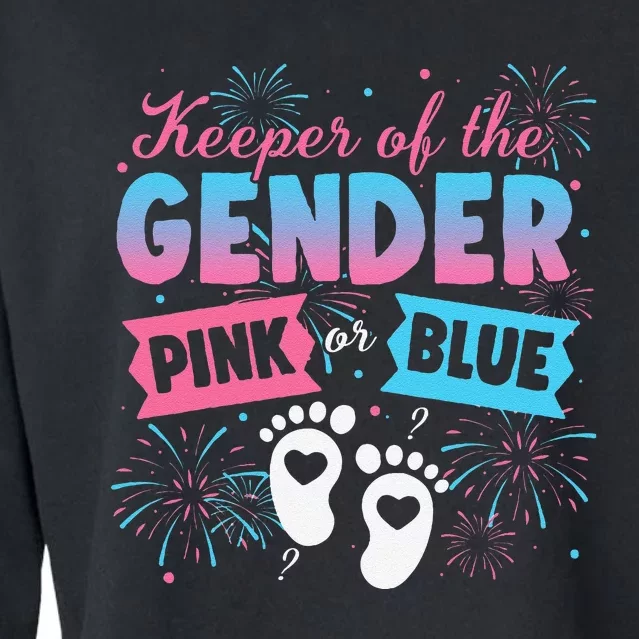 Keeper Of The Gender Or Blue Gender Reveal Fireworks Cropped Pullover Crew