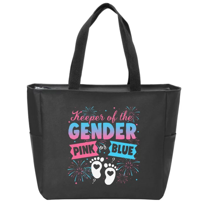 Keeper Of The Gender Or Blue Gender Reveal Fireworks Zip Tote Bag