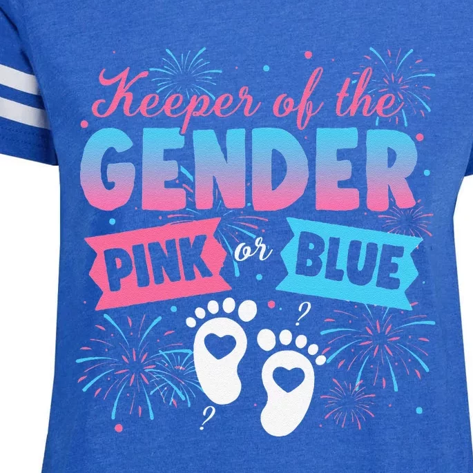 Keeper Of The Gender Or Blue Gender Reveal Fireworks Enza Ladies Jersey Football T-Shirt