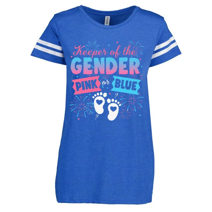 Keeper Of The Gender Or Blue Gender Reveal Fireworks Enza Ladies Jersey Football T-Shirt