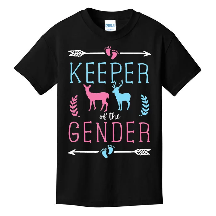 Keeper of the Gender Buck or Doe in Blue and Pink Party Kids T-Shirt