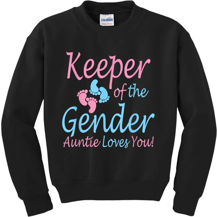 Keeper Of The Gender Auntie Gender Reveal Party Idea Kids Sweatshirt